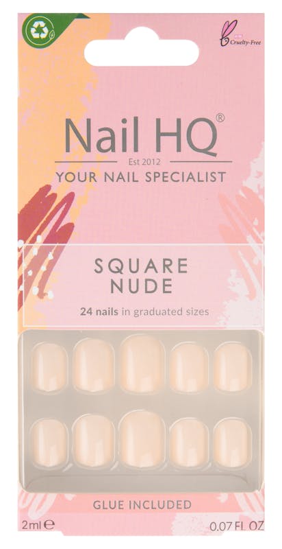 Nail HQ Square Nude Nails 24 pcs + 2 ml