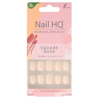 Nail HQ Square Nude Nails 24 pcs + 2 ml