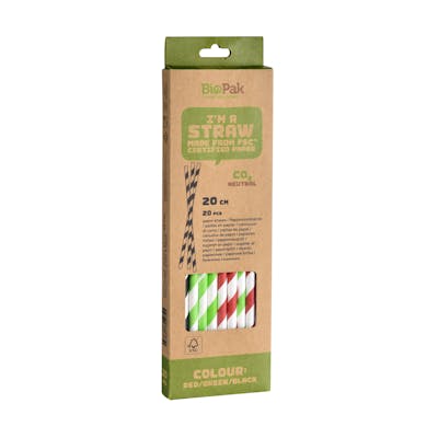 Duni Paper Straws Red/Green/Black 20 stk