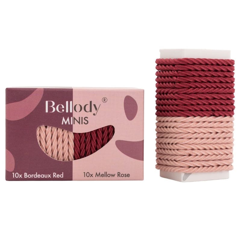 Bellody Mini Hair Ties Mellow Rose &amp; Bordeaux Red 20 st