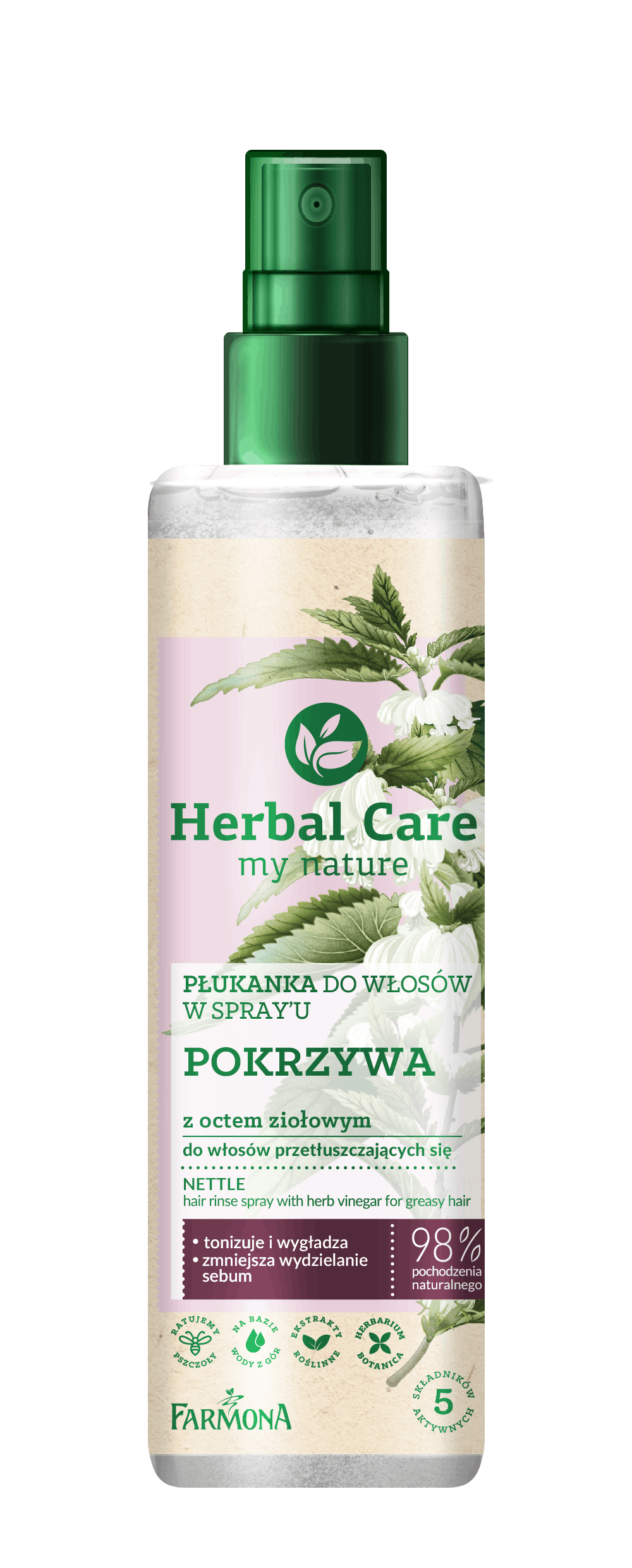 Herbal Care Nettle Hair Rinse Spray With Vinegar For Greasy Hair 200 ml