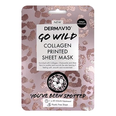DermaV10 Go Wild Collagen Printed Sheet Mask Leopard 1 st
