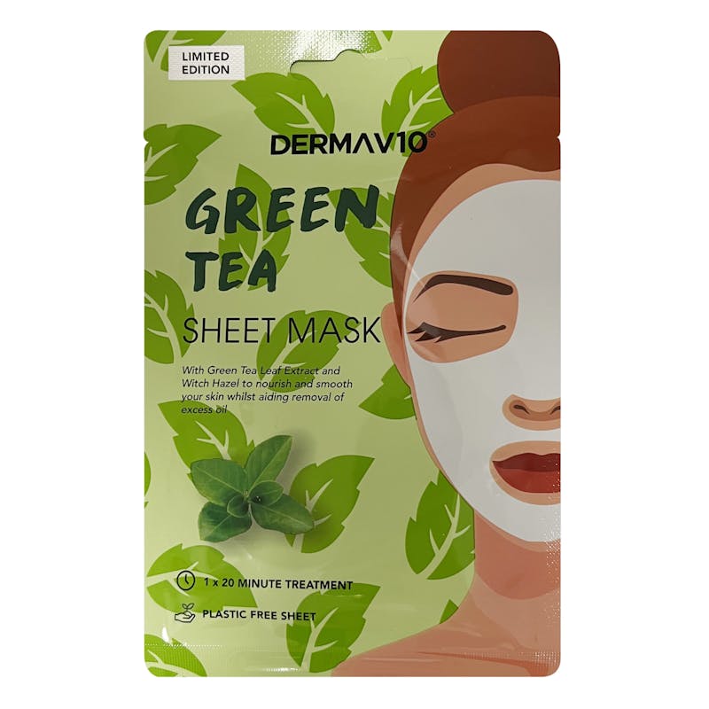 DermaV10 Green Tea Sheet Mask 1 st