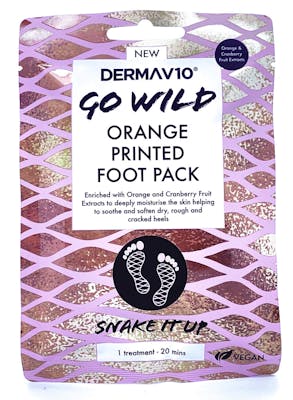 DermaV10 Go Wild Orange Printed Foot Pack Snake 1 stk