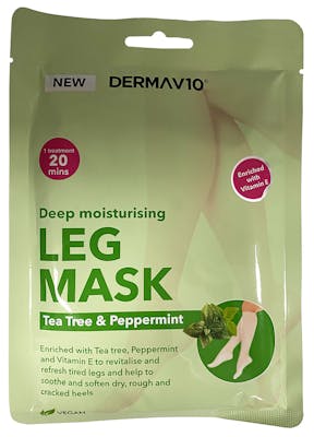 DermaV10 Leg Mask Tea Tree &amp; Peppermint 1 kpl