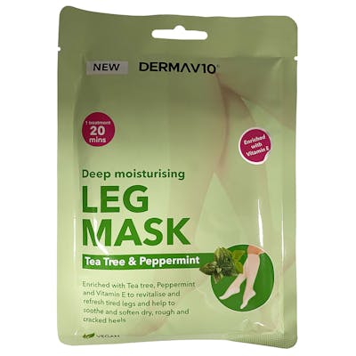 DermaV10 Leg Mask Tea Tree &amp; Peppermint 1 kpl