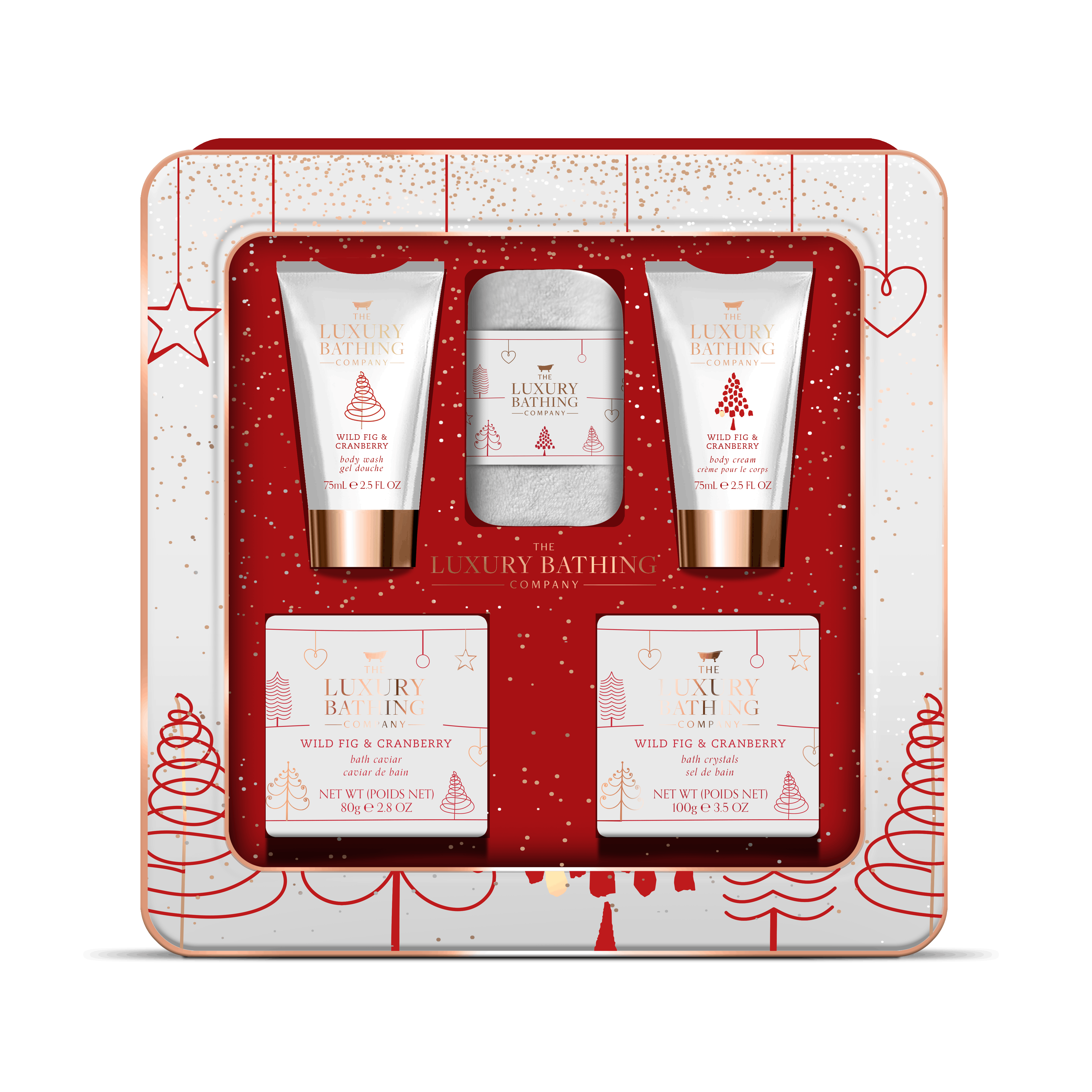 The Luxury Bathing Company Wild Fig & Cranberry Luxury Night In Set 2 x 75 ml + 100 g+ 80 g