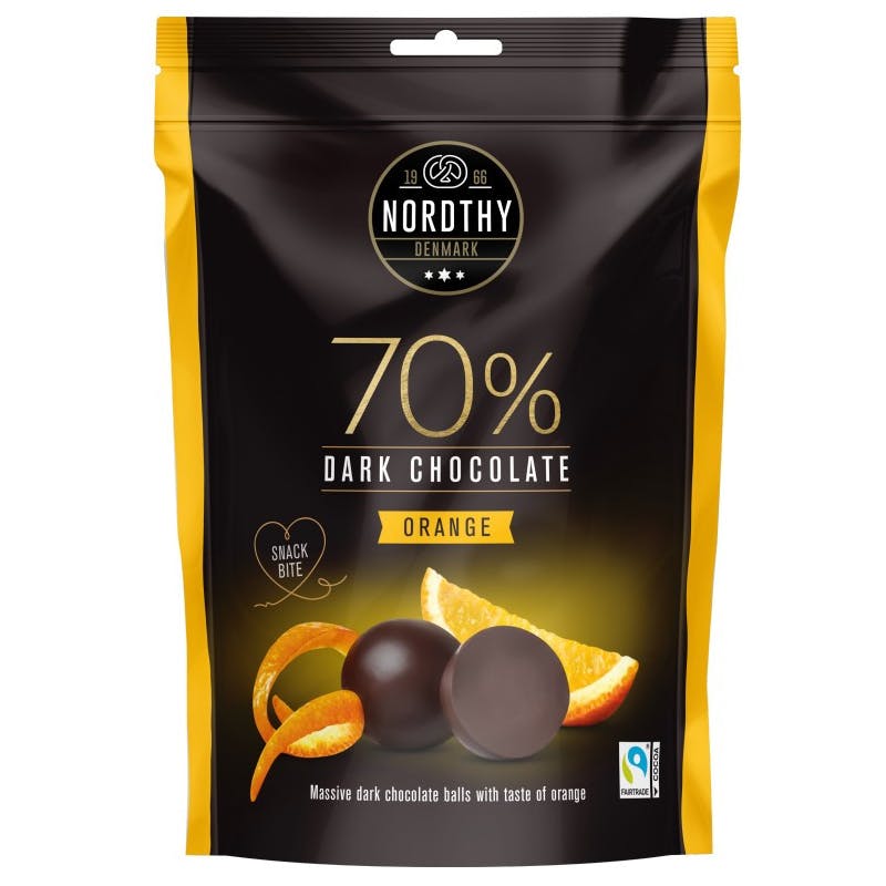Nordthy 70 % Dark Chocolate Balls Orange 90 g