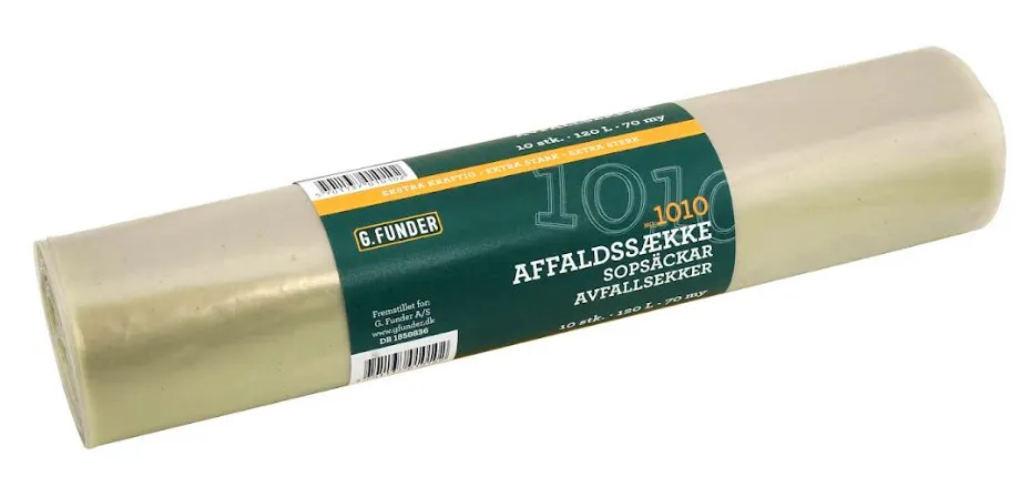 G. Funder Plastic Trash Bags Clear 120 L Extra Strong Quality 10 pcs