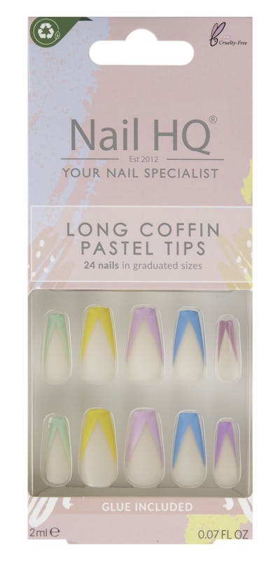 Nail HQ Long Coffin Pastel 24 pcs + 2 ml