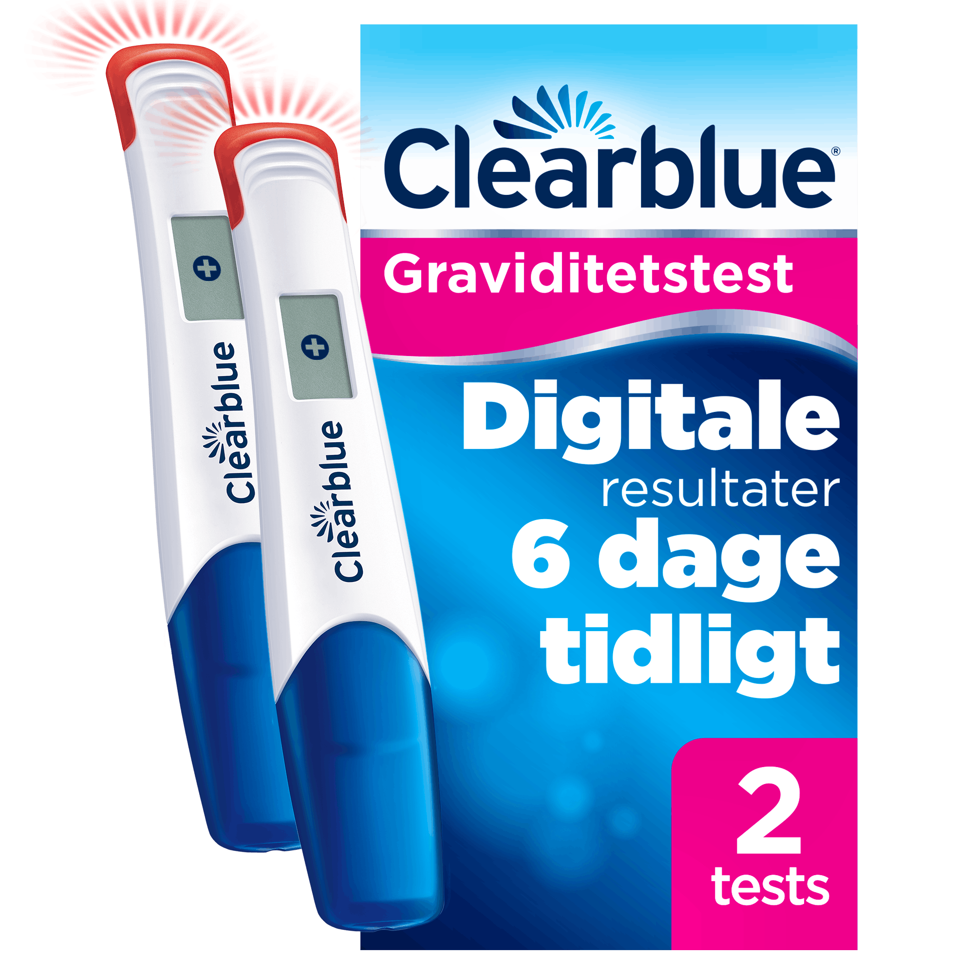 Clearblue Digital Ultratidlig Graviditetstest 2 stk 159.95 kr