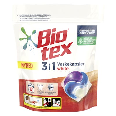 Biotex Vaskekapsler 3 In 1 White 12 kpl