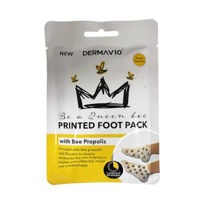 DermaV10 Printed Foot Pack With Bee Propolis 1 pari