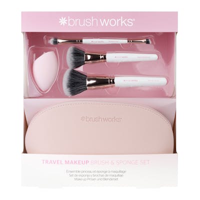 brushworks Travel Makeup Brush &amp; Sponge Set 5 stk