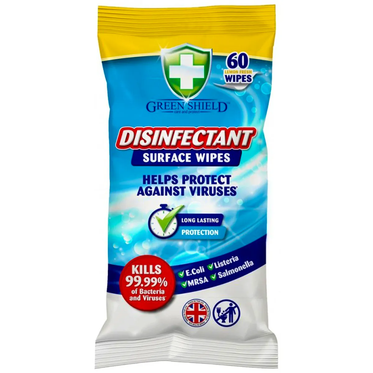 Green Shield Disinfectant Surface Wipes Lemon Fresh 60 pcs