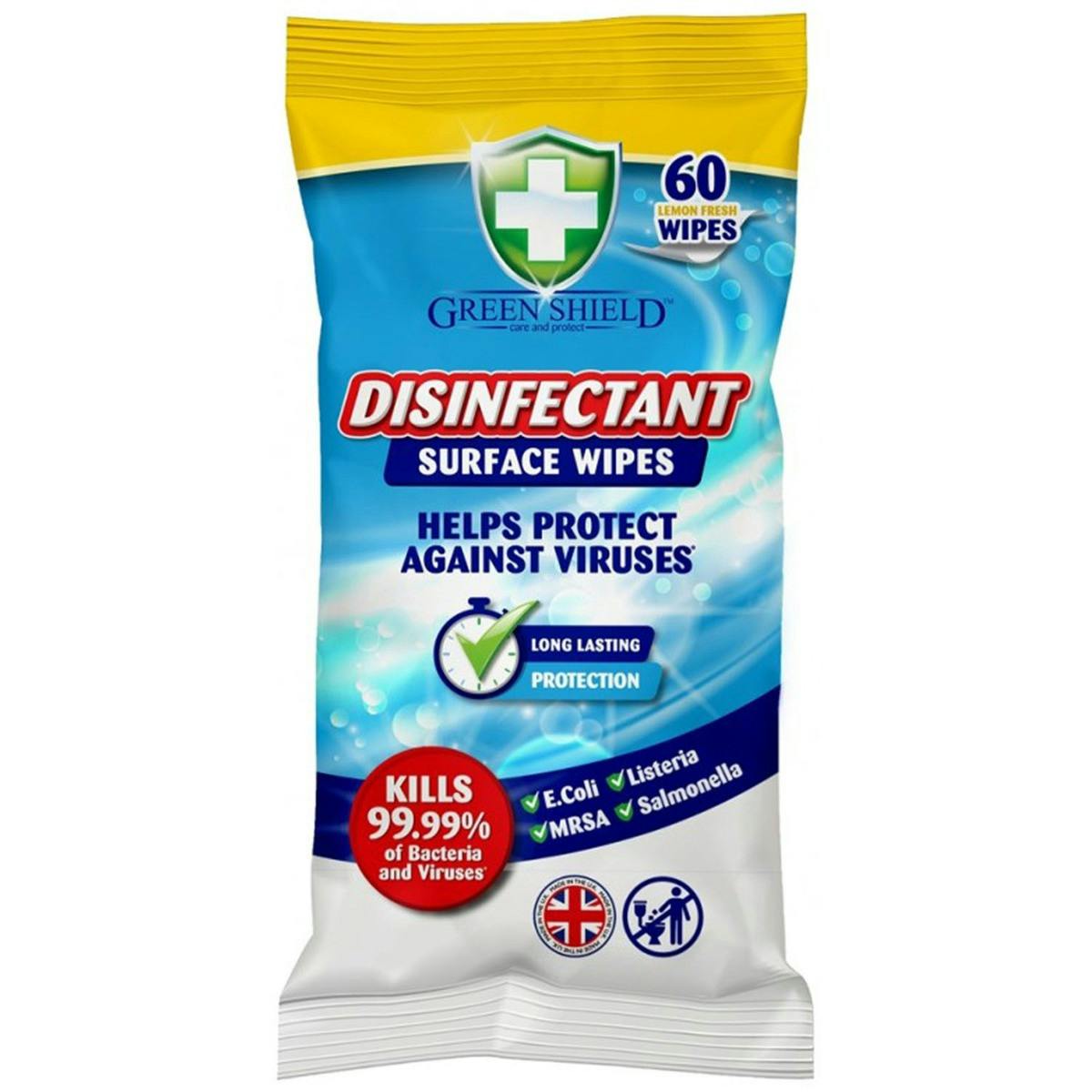 Green Shield Disinfectant Surface Wipes Lemon Fresh 60 st