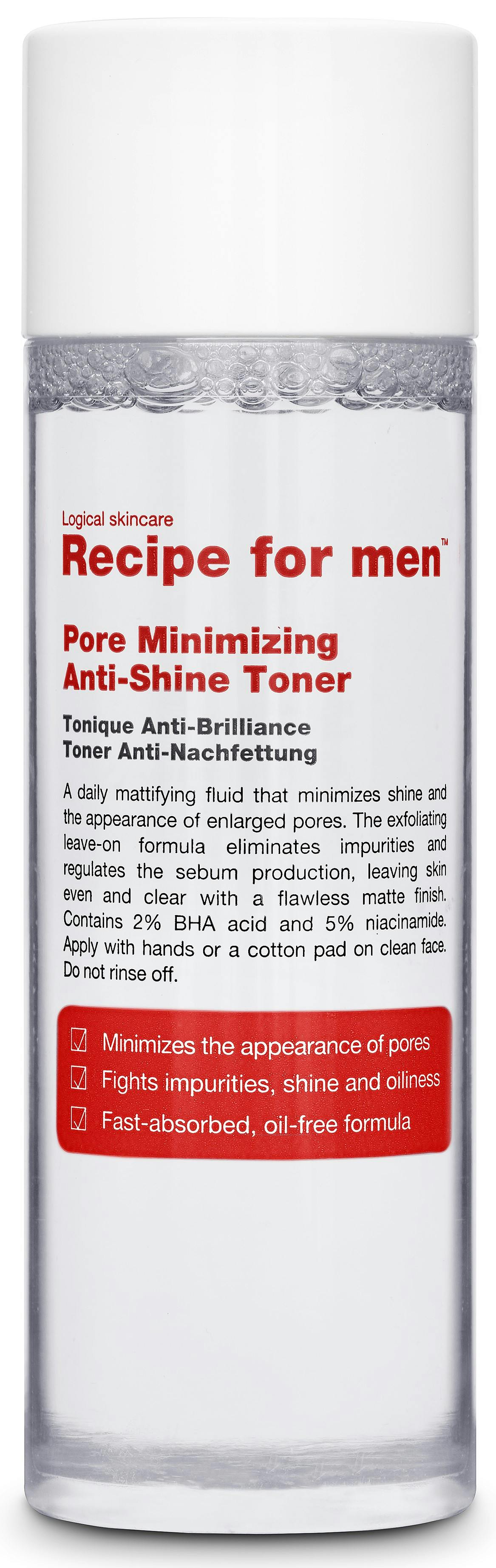 Recipe For Men Pore Minimizing Anti-Shine Toner 100 ml