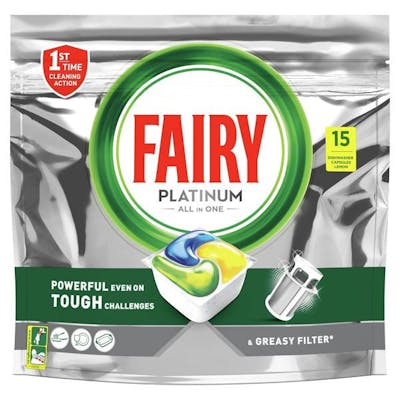 Fairy Platinum All in One Dishwasher Tablets Lemon 15 kpl