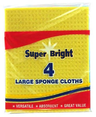 Super Bright Large Sponge Cloths 4 stk