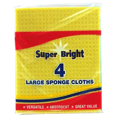 Super Bright Large Sponge Cloths 4 kpl