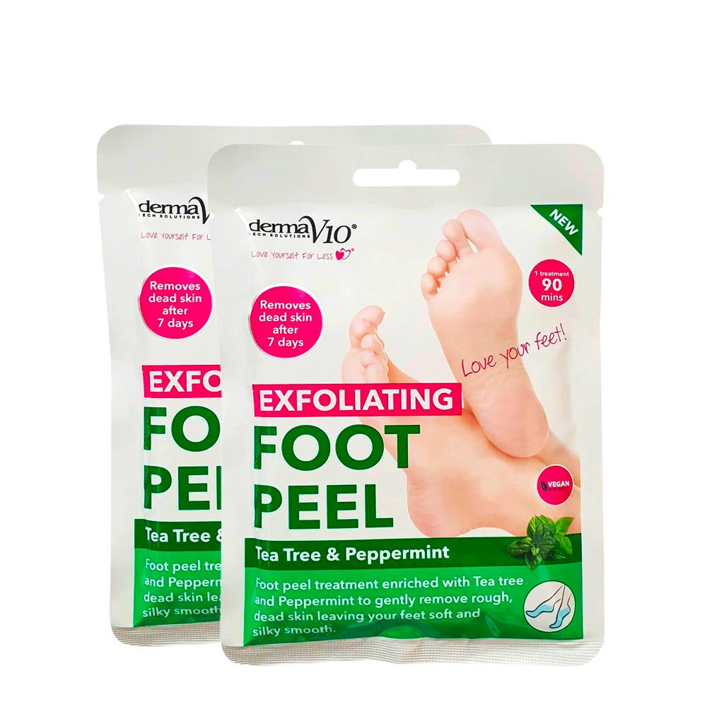 DermaV10 Exfoliating Foot Peel Tea Tree & Peppermint 2 par