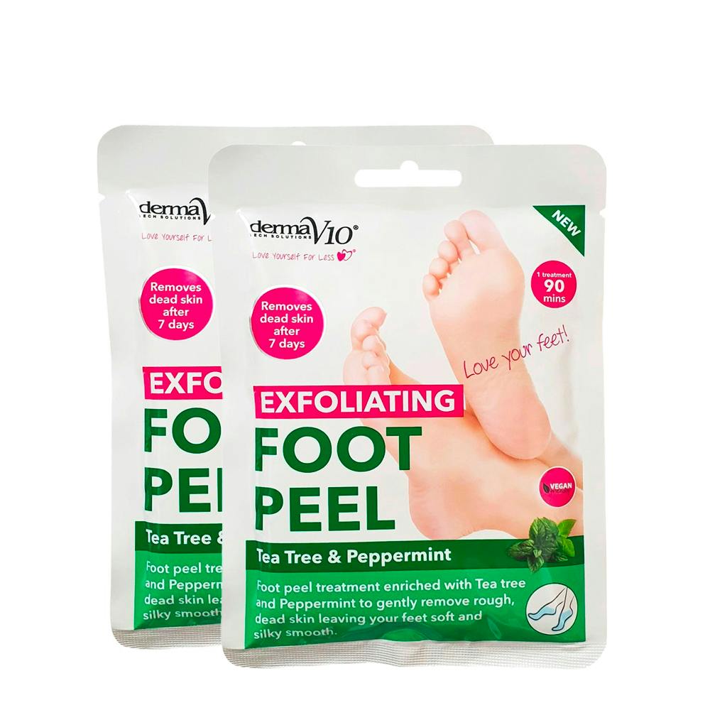 DermaV10 Exfoliating Foot Peel Tea Tree & Peppermint 2 pairs