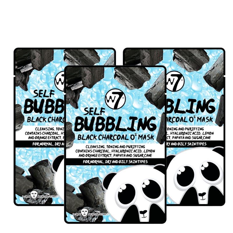 W7 Self Bubbling Black Charcoal O2 Face Mask 3 kpl