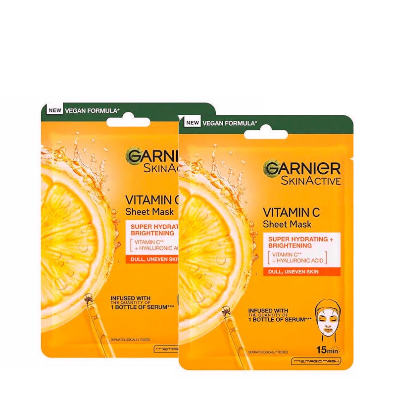 Garnier Skinactive Super Brightening Vitamin C Sheet Mask 2 x 28 g