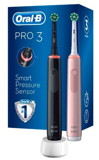 Oral-B PRO3 3900 Black & Pink Electric Toothbrushes 2 Kpl – 69.90