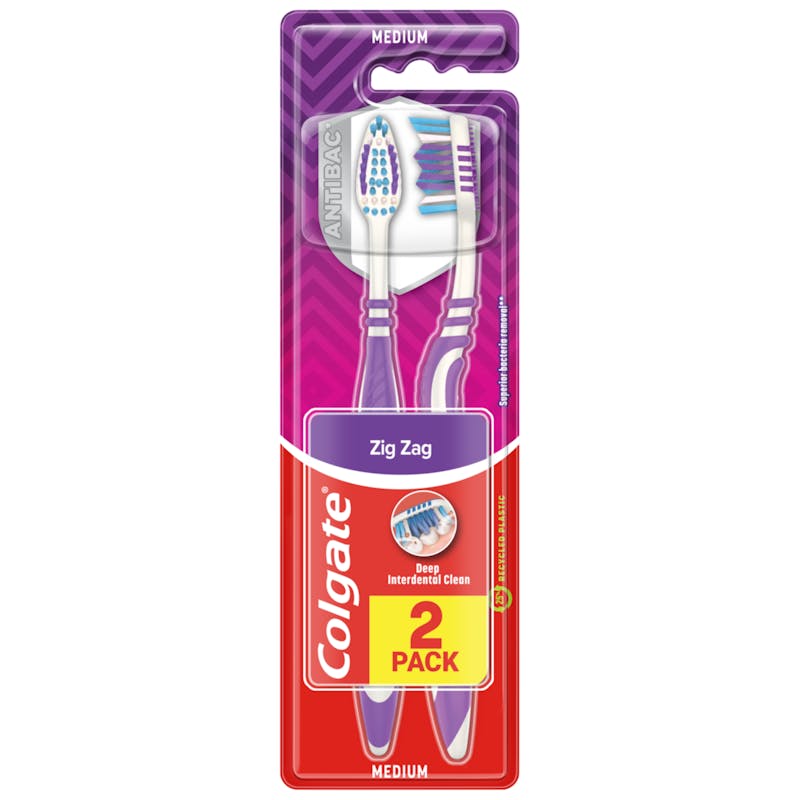 Colgate Zig Zag Toothbrushes Medium 2 stk