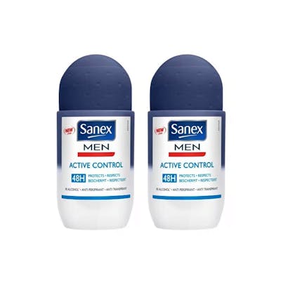 Sanex Active Control Deodorant Roll On Men 2 x 50 ml
