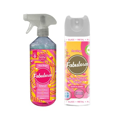 Fabulosa Concentrated Disinfectant Spray & Multi Surface Polish Pear Drops 500 ml + 300 ml