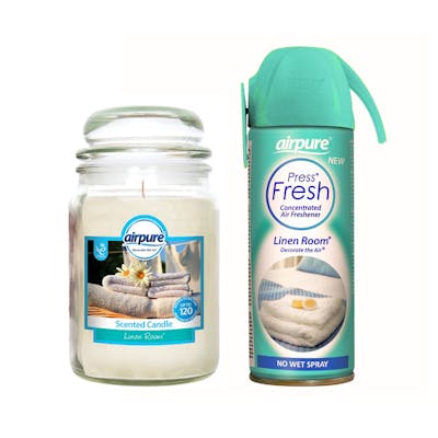 Airpure Press Fresh &amp; Scented Jar Candle Linen Room 180 ml + 510 g