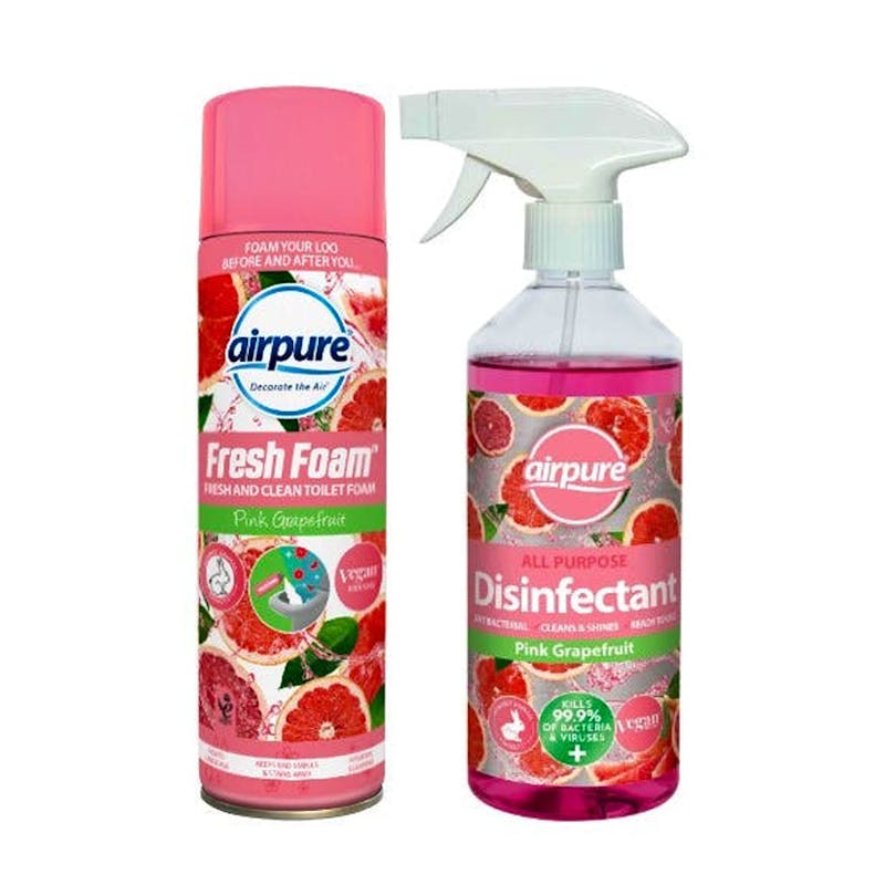 Airpure Fresh Foam &amp; All Purpose Disinfectant Spray Pink Grapefruit 2 x 500 ml