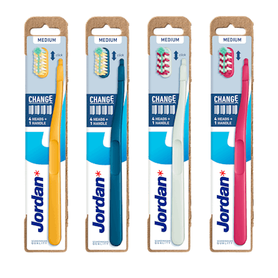Jordan Change Toothbrush Medium Assorted 4 stk