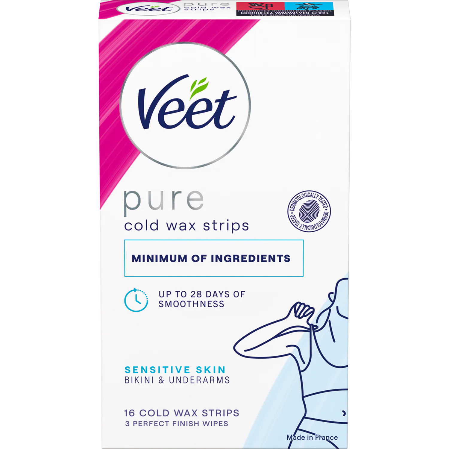 Veet Pure Cold Wax Strips Bikini & Underarms Sensitive Skin 6 pcs