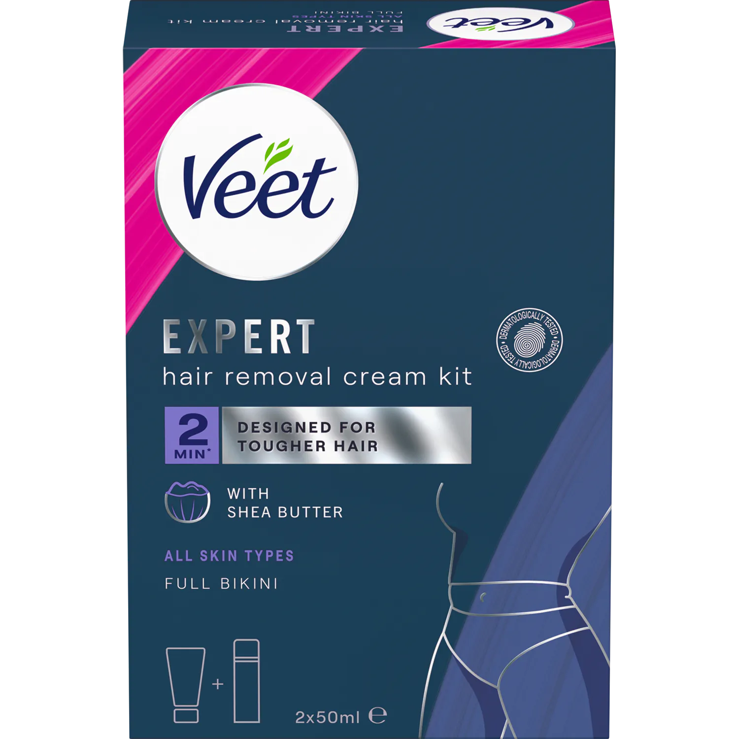 Veet Expert Full Bikini Hair Removal Kit All Skin Types 2 x 50 ml