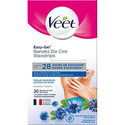 Veet Easy Gel Underarm Wax Strips For Sensitive Skin 30 kpl