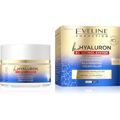 Eveline Biohyaluron 3 x Retinol System Lifting Actively Rejuvenating Day &amp; Night Cream 50+ 50 ml