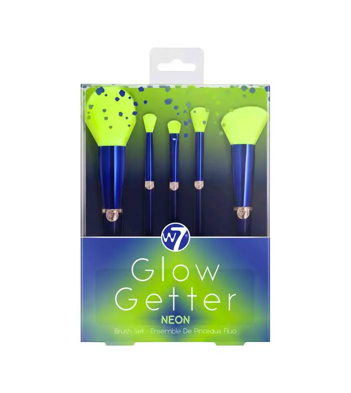 W7 Glow Getter Neon Makeup Brush Set 5 pcs