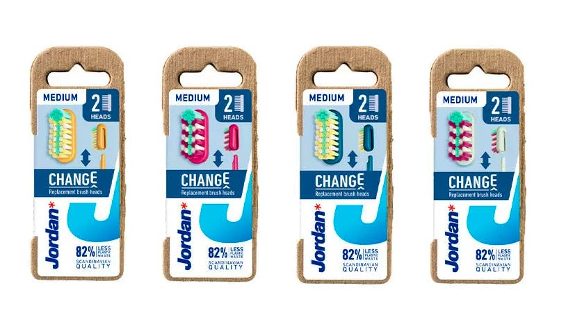 Jordan Change Medium Toothbrush Refill Assorted 2 st