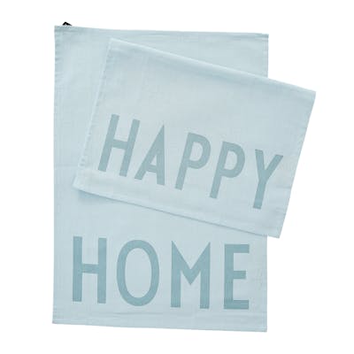 Design Letters Favoriete Theedoek Happy Home Light Blue 2 st
